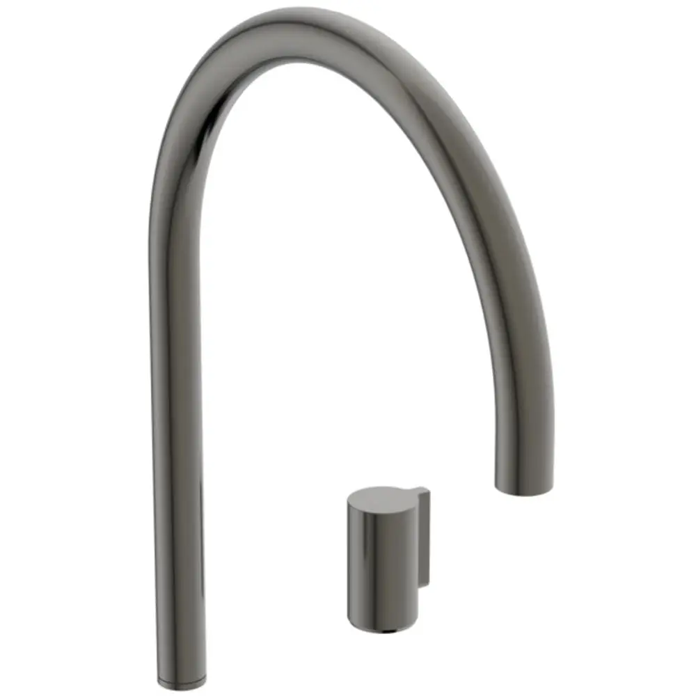 Waschtischarmatur mit hohem Auslauf in Magnetic Grey von Ideal Standard, rundes Design mit seitlichem Bedienelement.